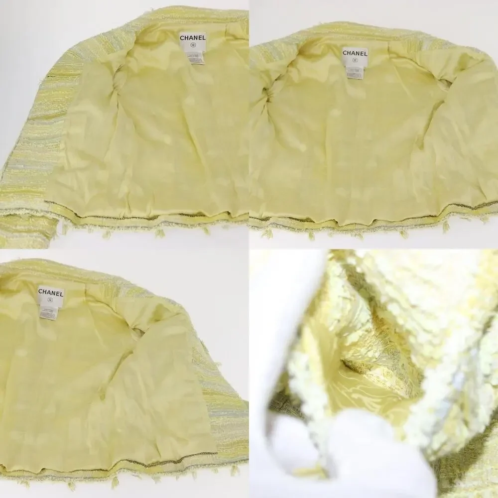 Chanel Tweed Jacket Yellow Wool